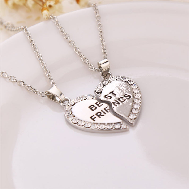 2pcs BFF Crystal Heart Pendant