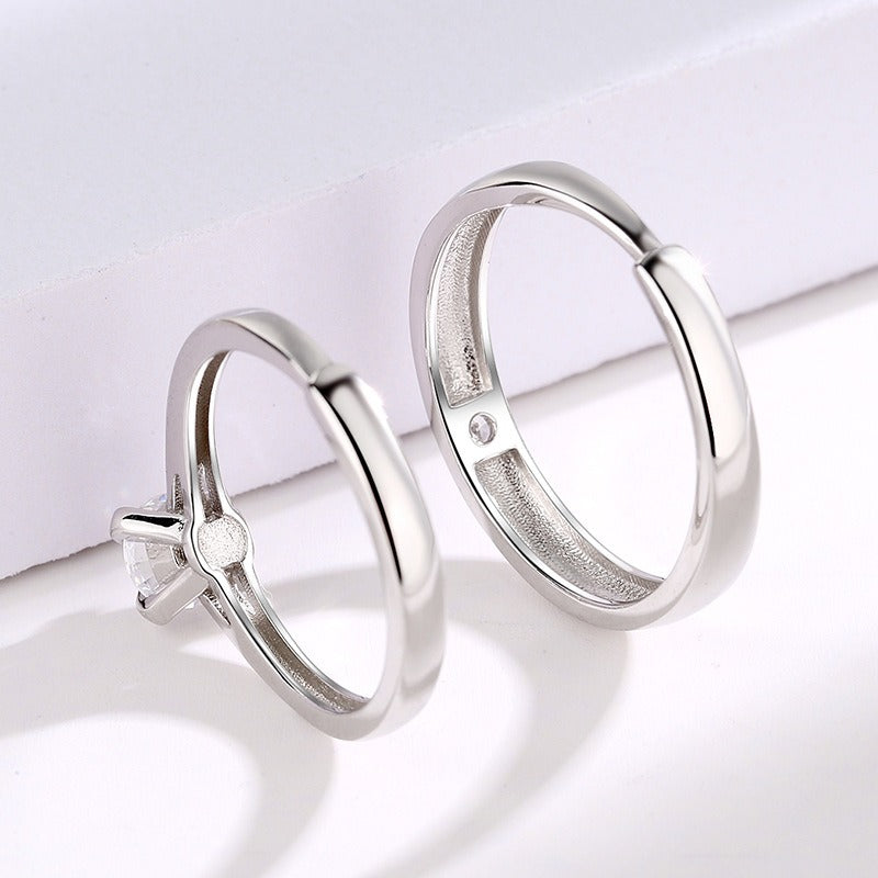 S925 Silver 520 Wedding Couple Ring Men And Women Open Ring Tanabata Anniversary Gift