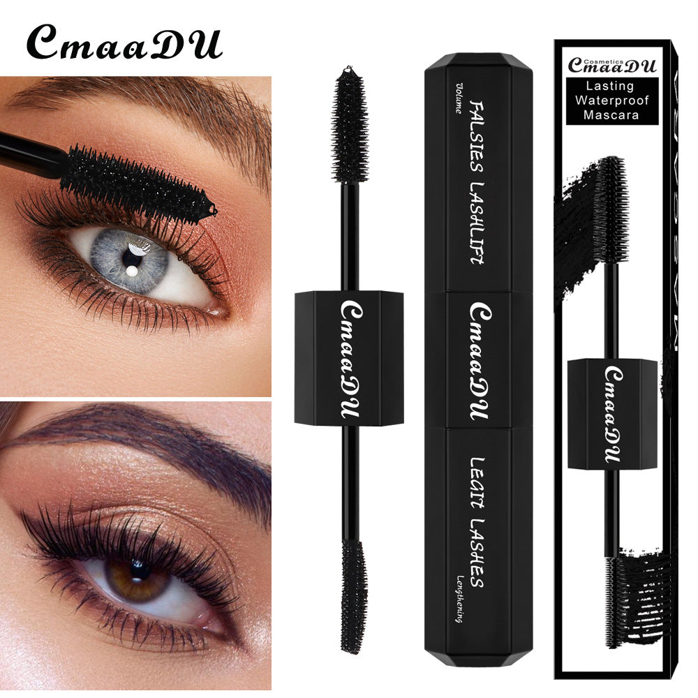 Mascara CmaaDu Large capacity 20ml ultra black double head mascara silicone brush head