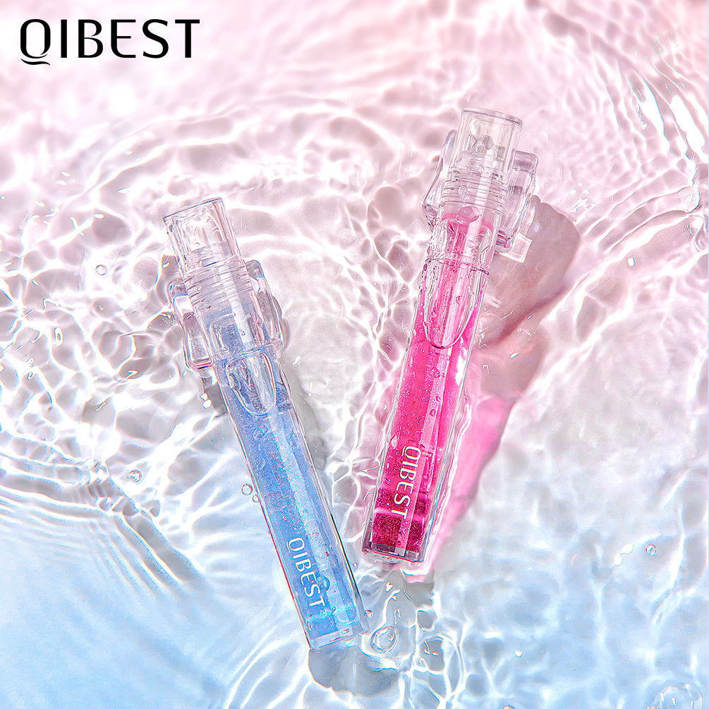 QIBEST Water Light Lip Gloss Mirror Glass Lip Glaze Moisturizing Moisturizing Water Light Lip Gloss Not Easy To Fade Transparent Lip Gloss