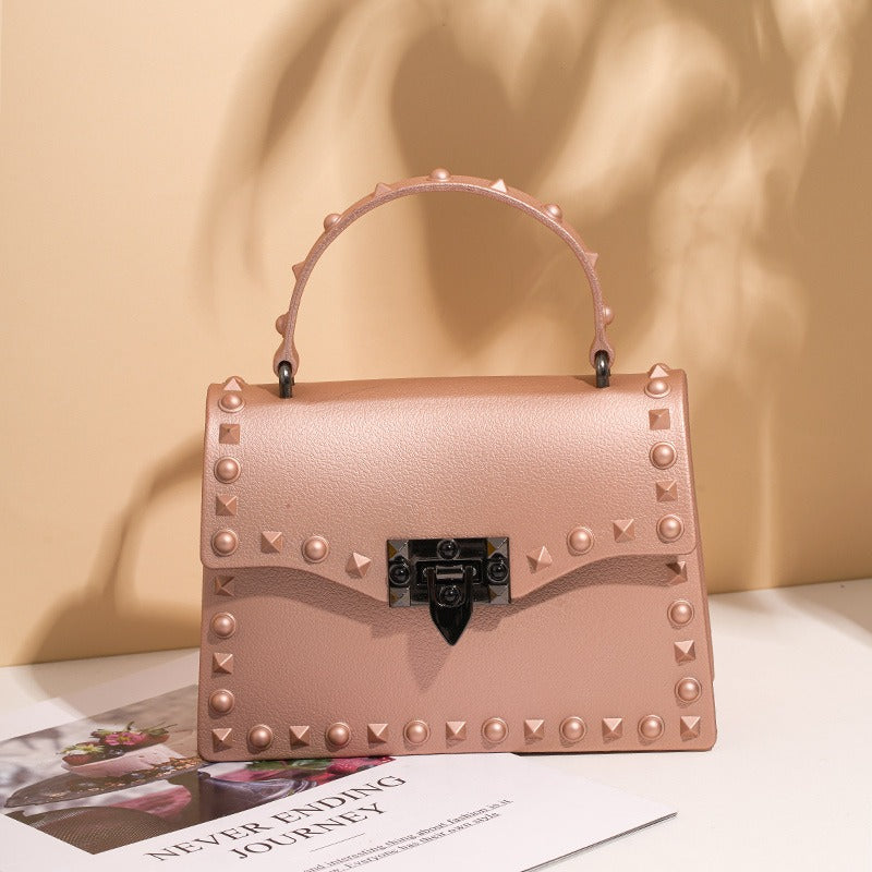 Fashion modern Ladies square mini Jelly HandBags Women punk Waterproof Chain purse Pvc Girls cool shoulder bag