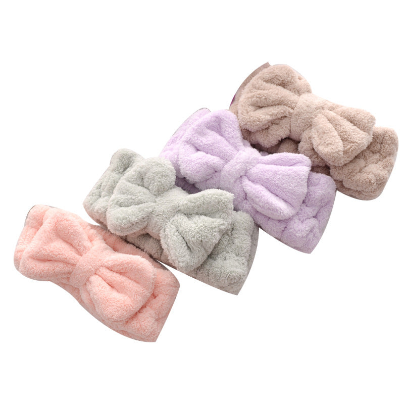 Coral Fleece Hair Band Face Wash Cute Plush Girls Makeup Gift Bow Hair Accessories