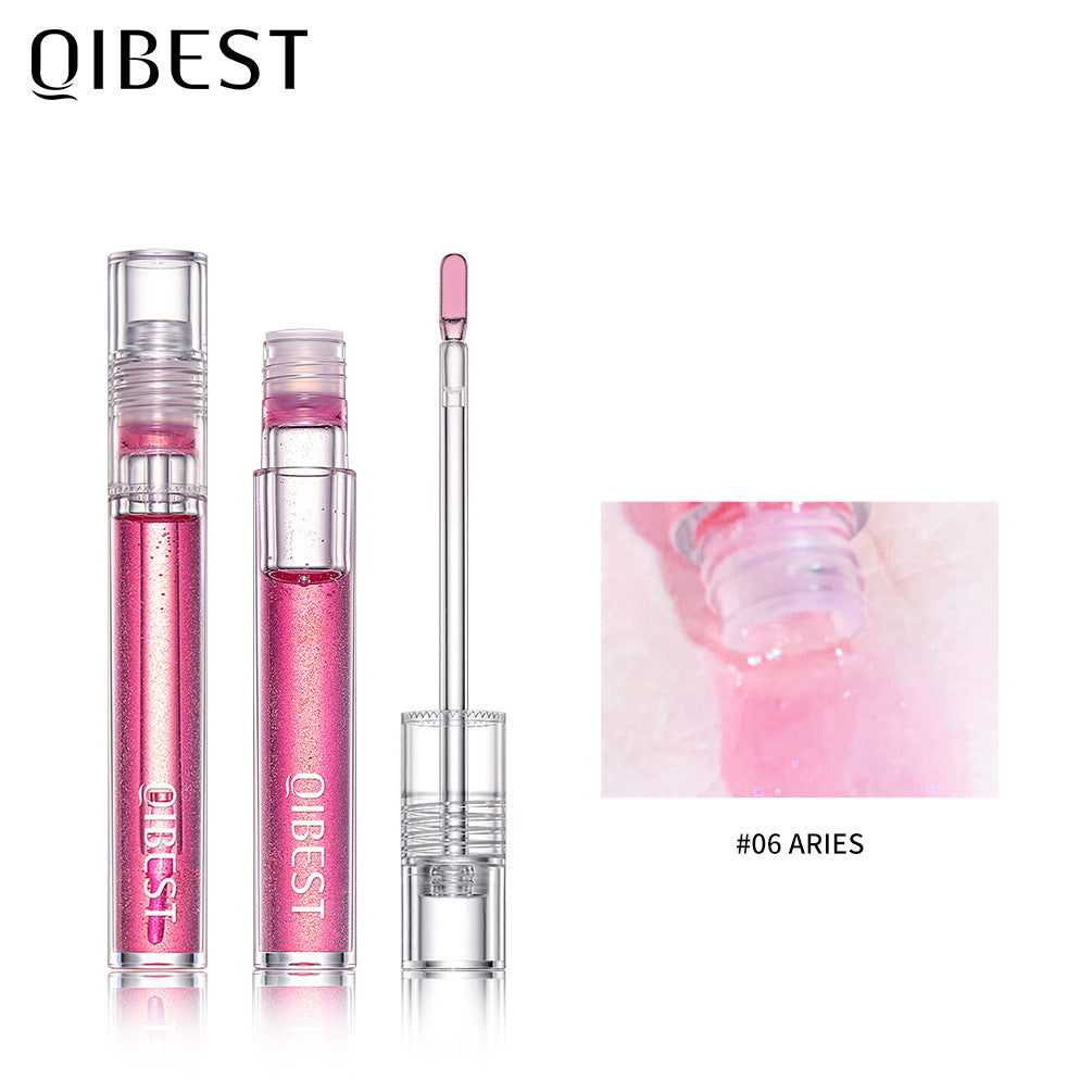 QIBEST Water Light Lip Gloss Mirror Glass Lip Glaze Moisturizing Moisturizing Water Light Lip Gloss Not Easy To Fade Transparent Lip Gloss