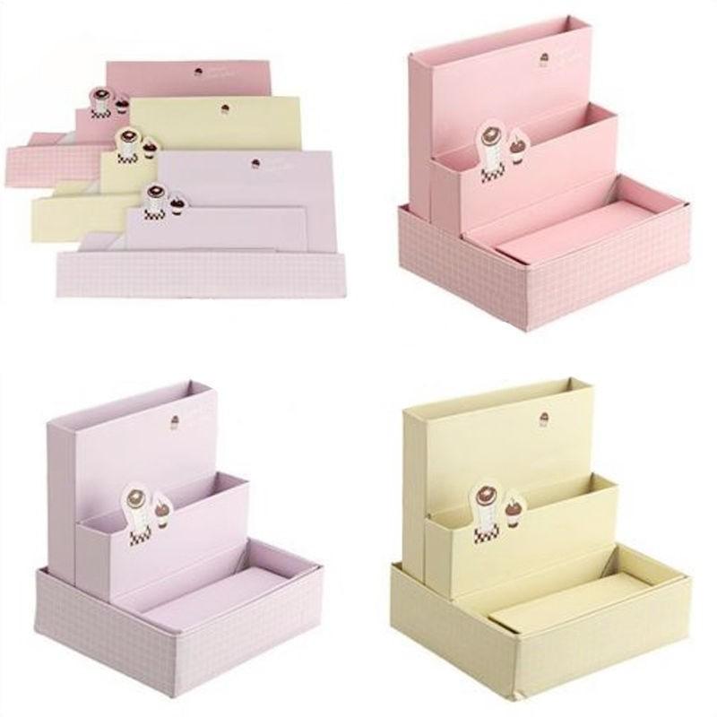 Sale DIY Paper Board Makeup Cosmetic Storage Box Container Desk Decor Stationery Case Organizer Top