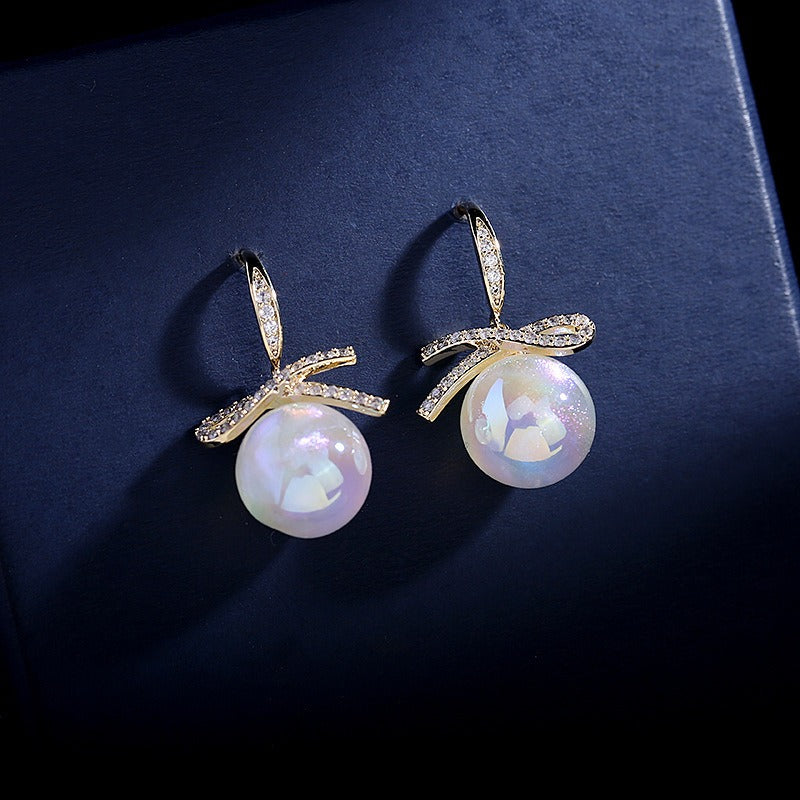 Retro Senior Sense Of Pearl Earrings New Korean Temperament Light Luxury Ear Buckle Design Sense Earrings