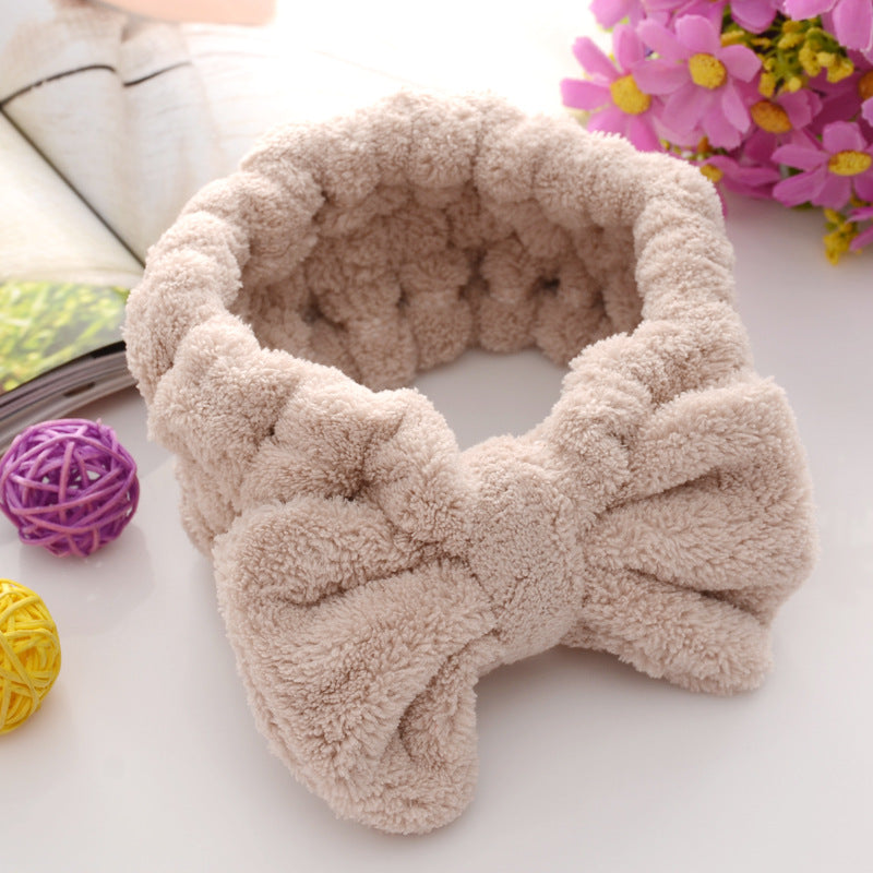 Coral Fleece Hair Band Face Wash Cute Plush Girls Makeup Gift Bow Hair Accessories