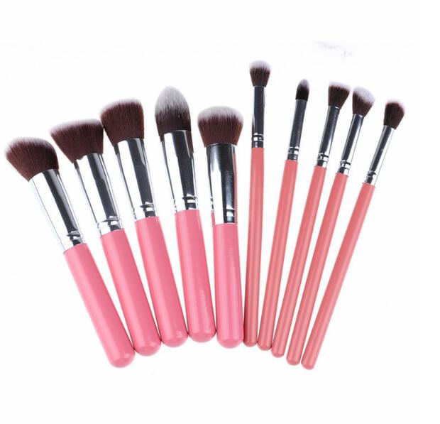 10 Pcs Silver/Golden Makeup Brushes Set