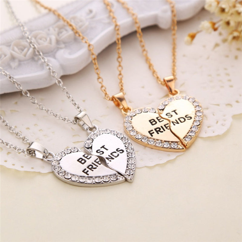 2pcs BFF Crystal Heart Pendant