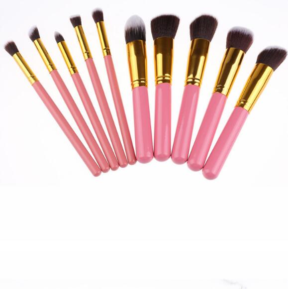 10 Pcs Silver/Golden Makeup Brushes Set