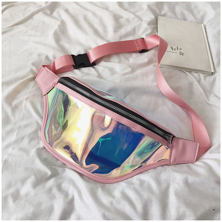 New Sports Waist Bag Running Mobile Phone Waterproof Bag PVC Transparent Swimming Storage Crossbody Chest Bag Laser Waist Bag