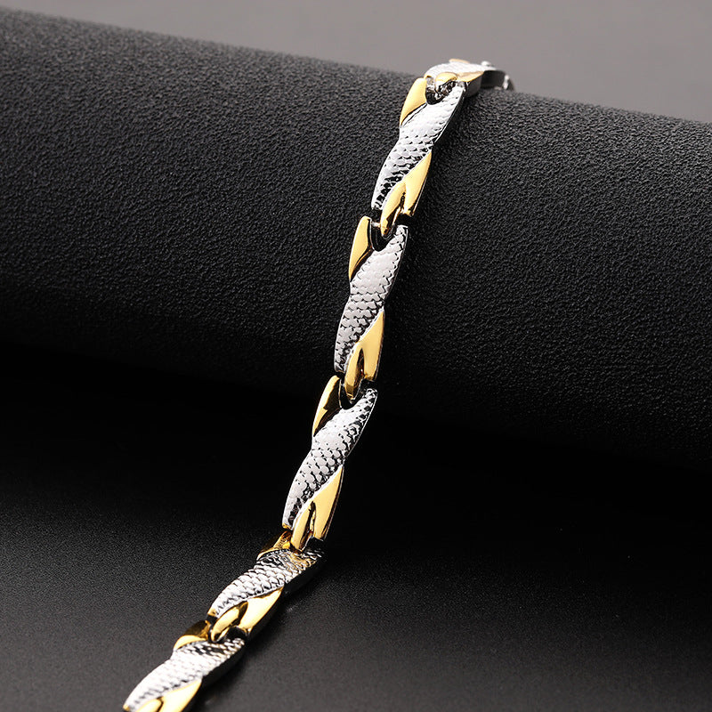 Jewelry Men's Titanium Steel Room Gold Bracelet Women's Jewelry Dragon Pattern 7mm Wide