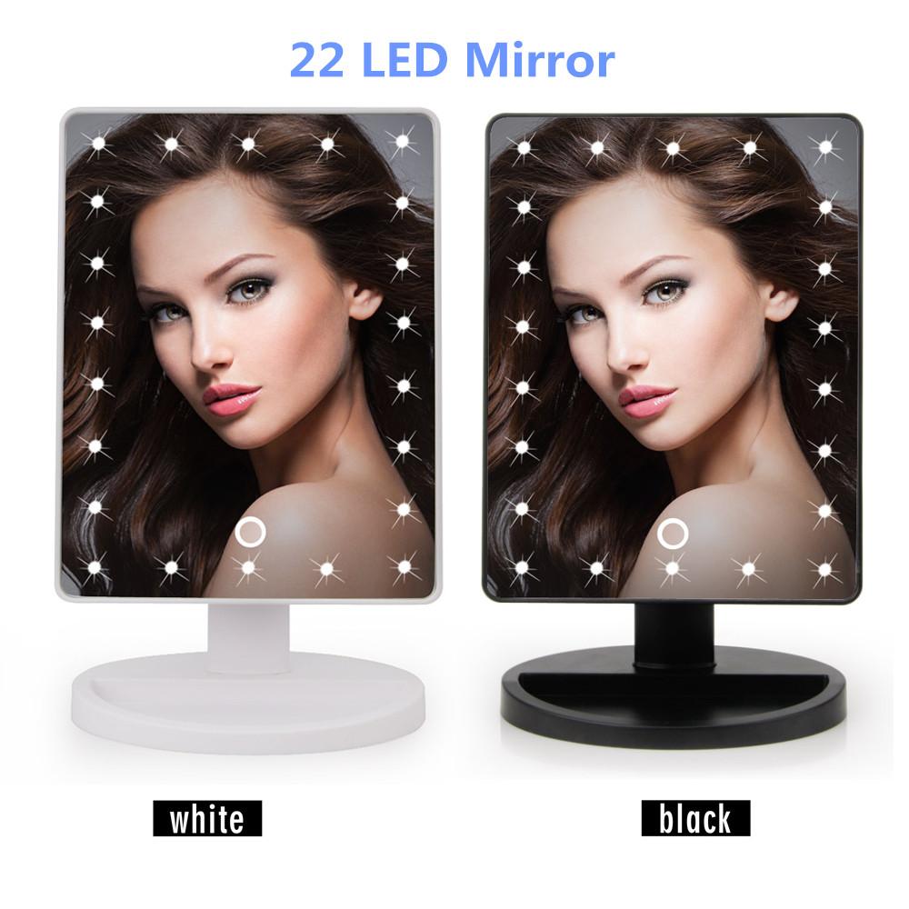 LED Touch Screen Makeup Mirror Professional Vanity Mirror With 16 LED Lights Health Beauty Adjustable Countertop 180 Rotating