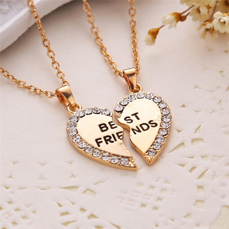 2pcs BFF Crystal Heart Pendant