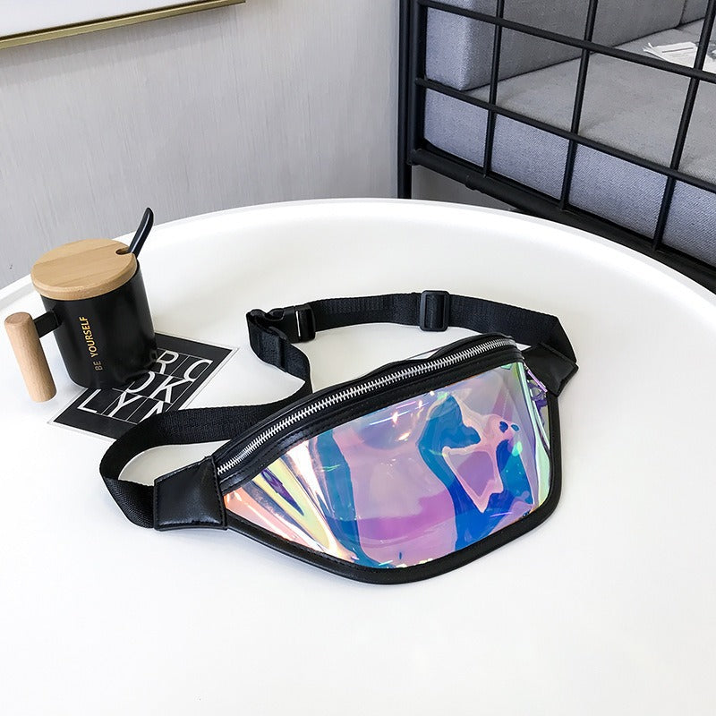 New Sports Waist Bag Running Mobile Phone Waterproof Bag PVC Transparent Swimming Storage Crossbody Chest Bag Laser Waist Bag